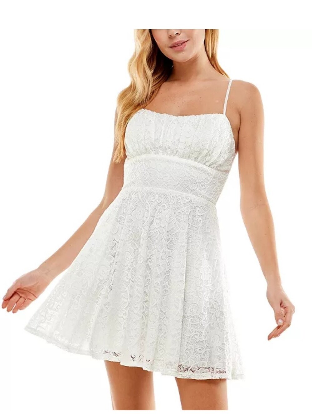 B. Darlin NWT White Rosette Lace Fit & Flare Mini Dress Size 3/4 Cottagecore